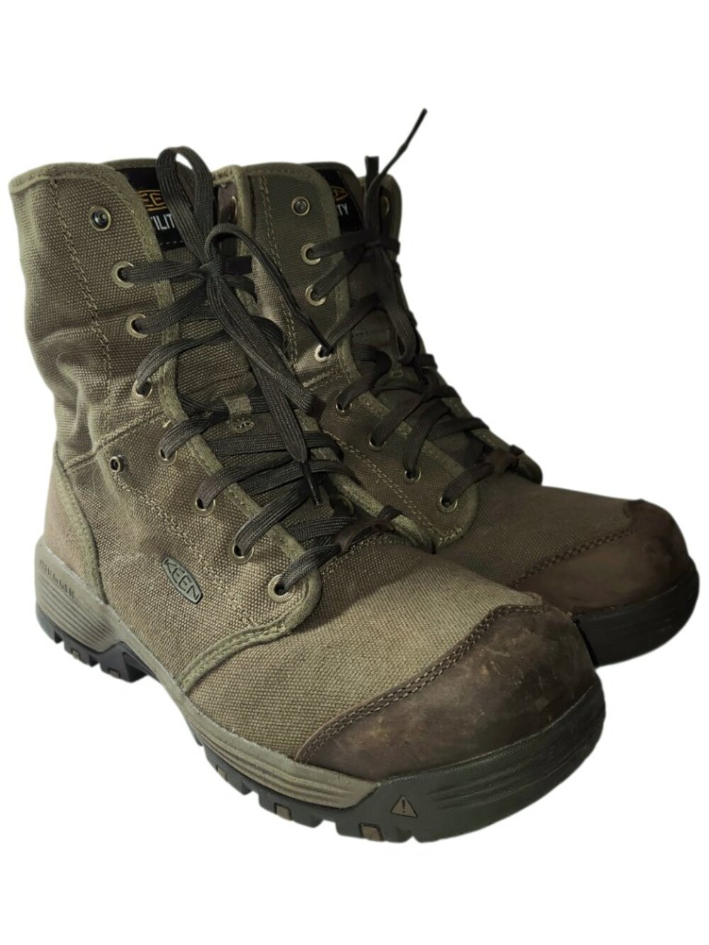 Keen Utility Roswell Work Boots Mens Size 7.5 D Olive Green Canvas Carbon Toe